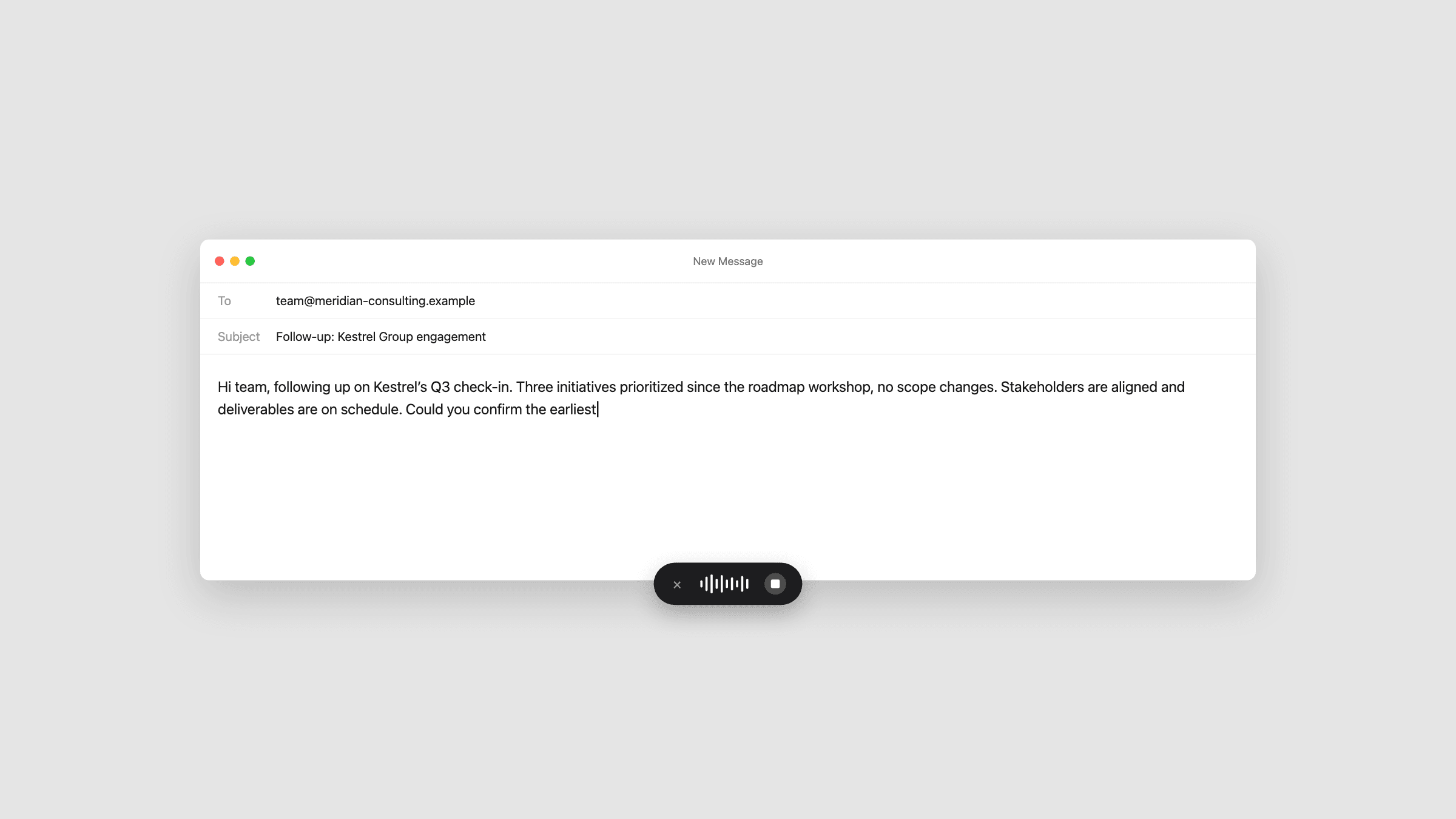 Optiq dictation turning speech into clean text inside another application